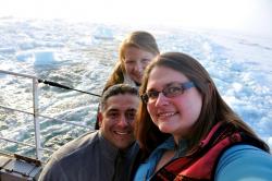 Students aboard the USCG Ice Cutter Healy during a mapping mission to the arctic.